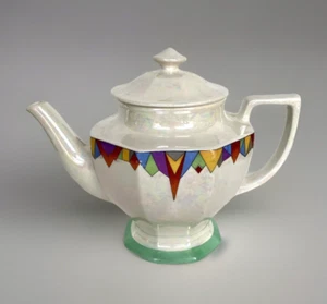 Multi-Color Luster Ware Hall China/Forman Bros. Drip-A-Drop Art Deco Teapot - Picture 1 of 15