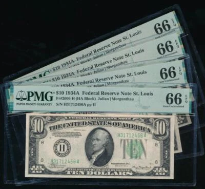 AC $10 1934A Saint Louis PMG 66 EPQ Fr 2006-H (price for one) - Image 1 of 2