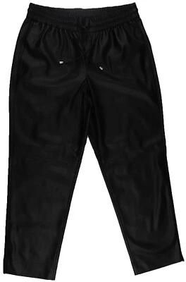 M&S Womens Marks and Spencer Black Faux Leather Trousers Size 12 Regular DEFECT - Image 1 of 4