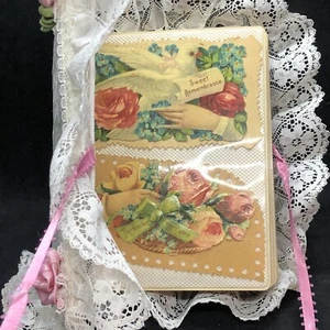Vtg Lace Album With Vintage Die Cut Calling Cards & Misc Ephemera 39 Pcs + Album - Picture 1 of 18