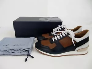 Scarpe sneakers MRSP $690 nuove ZAMPIERE in pelle Prince blu e marrone taglia UK 8 US 9 - Foto 1 di 12