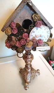 Mixed Media Assemblage Birdhouse Steampunk OOAK Art By Heather Manning - Picture 1 of 9