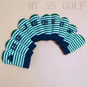 Cubierta de hierro de golf elástica de punto suave 4 5 6 7 8 9 PW SW AW blanco verde rayas - Imagen 1 de 6