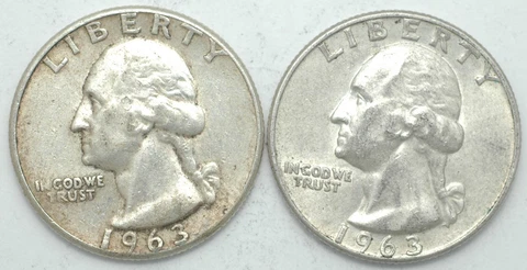 1963-P-D Washington Silver Quarter year mint set 2 coins, no San Francisco made Cover