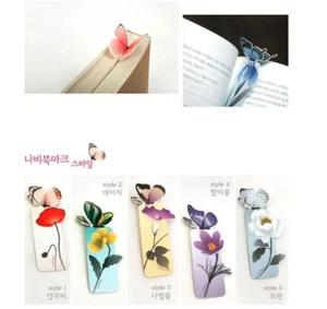 Set of 2 Butterfly 3D Design Flowers Bookmark Reading Readers Gift US Shipping - Picture 1 of 6