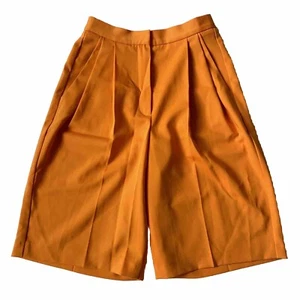 LN Shorts XS Orange Culottes Pleated Long Summer Co Ord Trouser Classic Pockets - Picture 1 of 22