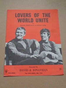 David & Jonathan - Lovers Of The World Unite sheet music - Picture 1 of 1