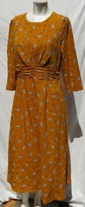 LOUCHE Anthropologie US women’s M Yellow Llama Empire Waist BIRTE Midi Dress - Picture 1 of 7