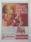 Vintage Australian Advertising 1962 Ad Woolworths Judith Aden Hair Spray