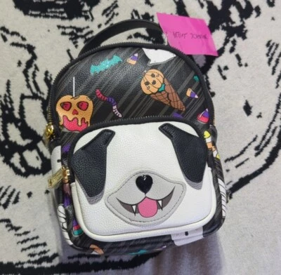 Mochila Kitsch Betsey Johnson Vampiro Toro Perro Estampado Halloween Nueva con Etiquetas Foto 1 de 4