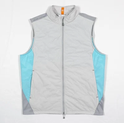 MINT! Peter Millar Crown Sport Fuse Elite Quilted Hybrid Vest Men's M Gray /Blue - Image 1 of 4