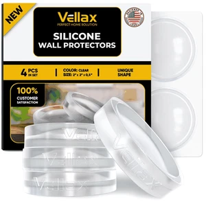 Protectores de pared 4 piezas de perilla de goma transparente autoadhesiva protector parachoques de puerta - Imagen 1 de 8