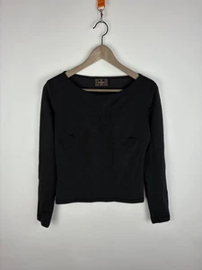 Vintage Fendi Jeans Women's Stretch Long Sleeve Black Blouse Size 42 - Picture 1 of 12