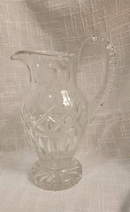 Lead Crystal Pitcher Star Pinwheel Pattern Heavy Beverage Server Water Juice - Picture 1 of 8