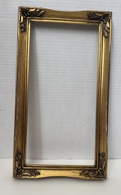 Marco de fotos rococó barroco francés dorado ornamentado vintage rectangular 8 X 14 Foto 1 de 4