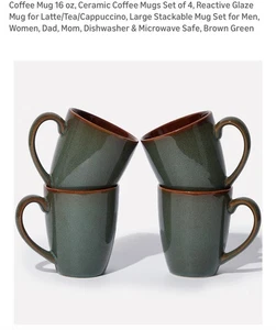 Kaffeebecher 16 Unzen, Keramik Kaffeetassen 4er Set, Reaktive Glasur Becher - Bild 1 von 10