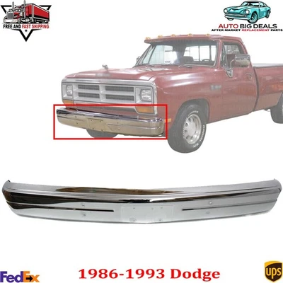 New Front Bumper Face Bar Chrome Steel For 1986-1993 Dodge / RAMCHARGER Foto 1 de 4