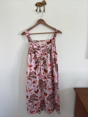 PRINT FRESH Hen House Pajama Night Gown Sleeveless Oganic Cotton Size Large - Image 1 of 4