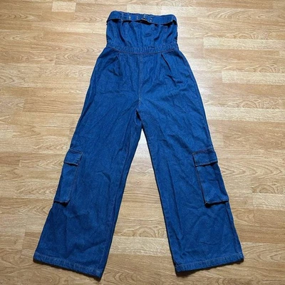 复古心形高跟鞋女式高腰牛仔连身裤连体裤 M 码 — 第 1/4 张图片