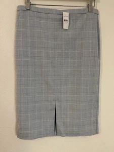 Ann Taylor Size 8 Blue Plaid Pencil Skirt New With Tags Office Career Academia - Picture 1 of 8