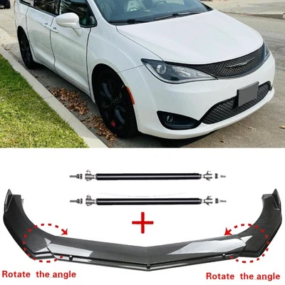 Carbon Fiber Style Front Bumper Lip Splitter+Strut Rods For Chrysler Pacifica Foto 1 de 4
