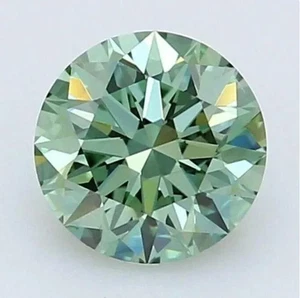 Loose CVD Lab-Grown Diamond 6.50 mm Fancy Green Round VVS Certified - Picture 1 of 3