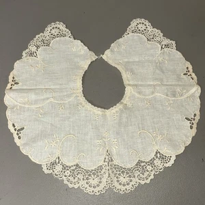 Vintage lace linen ladies collar Beige Women’s 14x16” Antique - Picture 1 of 2