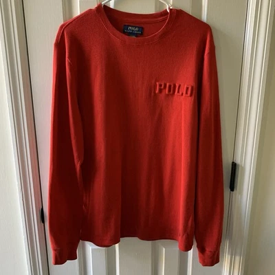Polo Ralph Lauren Hombres Ropa de Dormir Camisa Waffle Térmica Roja Manga Larga Talla Med Foto 1 de 4