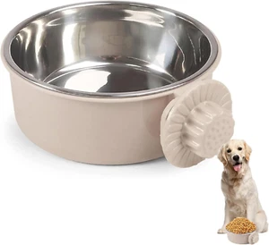 Pet Crate Bowls, Stainless Steel Dog Cage Hanging Bowl Removable Food Water Bowl - Picture 1 of 6