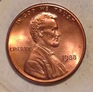1988 Cracked Skull RIDB Unc Lincoln Cent B141 - Picture 1 of 7