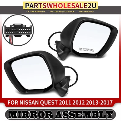 2x Driver & Passenger Side Black Power Mirror for Nissan Quest 2011 2012-2017 - Image 1 of 4