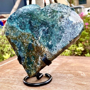 1.52LB Natural Water Grass Agate Crystal Products Love Polishing Decoration - Picture 1 of 13