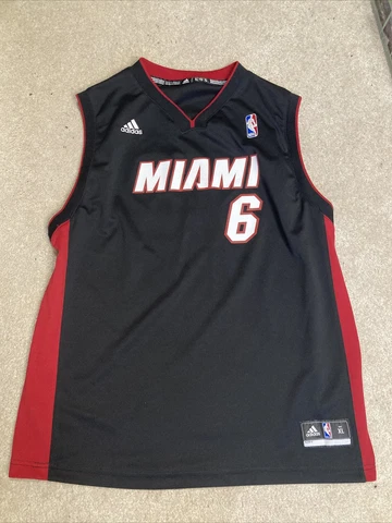 Adidas Miami Heat Lebron James NBA Jersey Black #6 Men's Size XL Cover