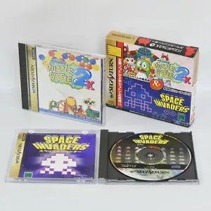 PUZZLE BOBBLE 2X + SPACE INVADERS Sega Saturn 0214 ss - Picture 1 of 11