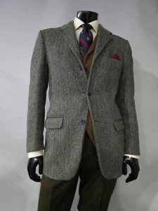 VTG Towncraft handwoven numbered Harris tweed herringbone tweed sport coat 40 R - Picture 1 of 12