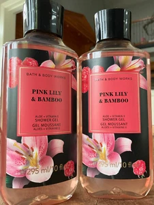 2 (TWO) PINK LILY & BAMBOO 10oz Aloe & Vitamin E SHOWER GEL Bath and Body Works - Picture 1 of 2