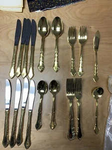 Vintage 1980’s Towle Supreme Cutlery Gold EP Dorchester Pattern 50 pc set Japan - Picture 1 of 3