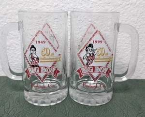 Vintage Big Boy 50th Anniversary 1949-199 Glass Mugs Lot Of 2 Burbank - Picture 1 of 10