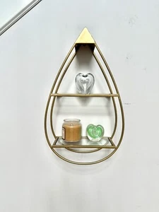 Edles Haus Deko Regal Metallrahmen 2 Ebenen Glasregal Gold - Bild 1 von 12