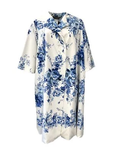 Marina Rinaldi Women's Bianco Tenero Floral Printed Duster Coat - Picture 1 of 3