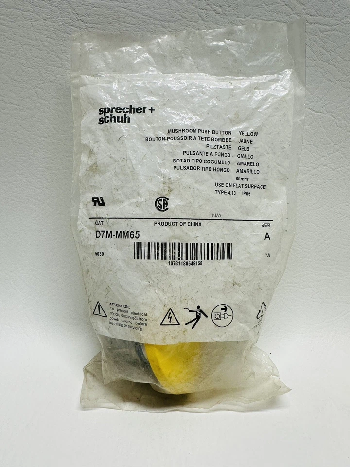 NUEVO Sprecher+Schuh D7M-MM65 botón amarillo hongo  Foto 1 de 1