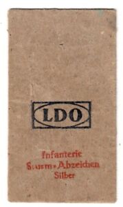 Zellstoffbeutel Tüte LDO ISA Infanteriesturmabzeichen Silber 2.WK original
