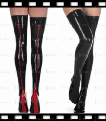 Medias de látex con adornos de línea de puntos sexy unisex personalizadas 0,4 mm I4 Foto 1 de 4