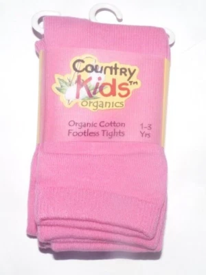 NEW Country Kids 1 Pair Footless Tights Organics Pink 1-3 YRS - 2-6x GIRLS R8888 - Image 1 of 2