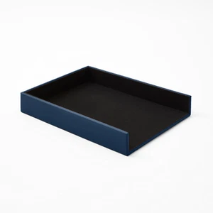 Briefablage Büro Echtes Leder Blau - Ablagefächer Papierablage Ablagekorb A4 - Imagen 1 de 5