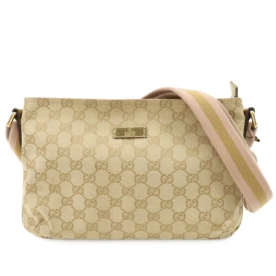 GUCCI Sherry GG Bolso de Hombro Beige Rosa Lona Cuero 189749 Auténtico Usado Foto 1 de 4