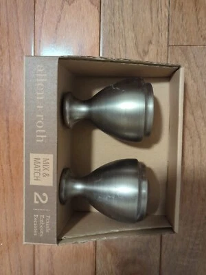 Juego de remates de barra de cortina de aluminio de peltre cepillado Allen + Roth Mix & Match - Nuevo en caja Foto 1 de 2