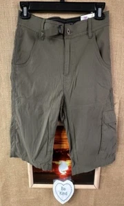 prAna men’s activewear green short 30 pockets stretch flat solid zipper belted C - Picture 1 of 6