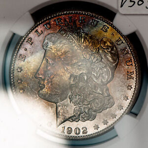 1902-O $1 Morgan Silver Dollar - Rainbow Mint Bag Toning - NGC MS 63 - SKU-D5030