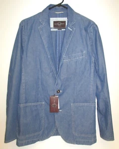 Black Brown 1826 men chambrai sport coat blazer jacket blue denim wash $228 sz S - Picture 1 of 11